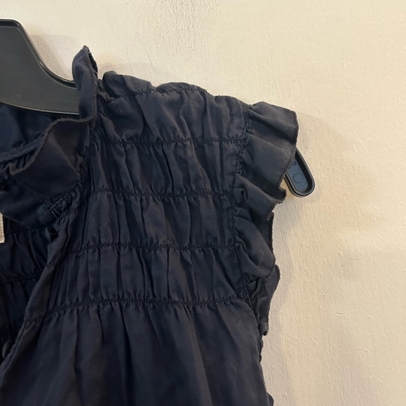 MAVI 100% Cotton Navy blue flutter sleeve button front blouse - Picture 3 of 8